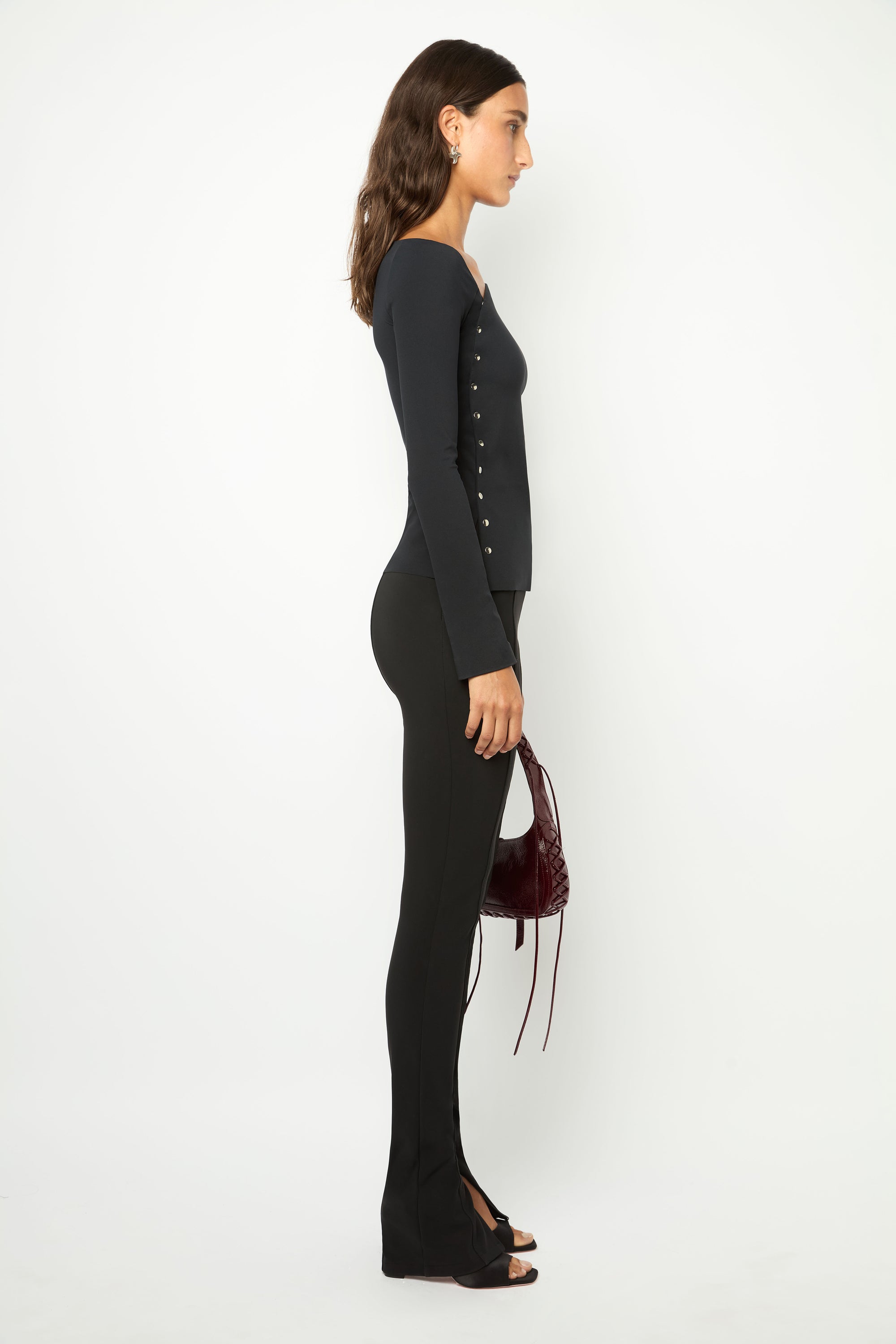 ASYMMETRICAL WRAP TOP in black