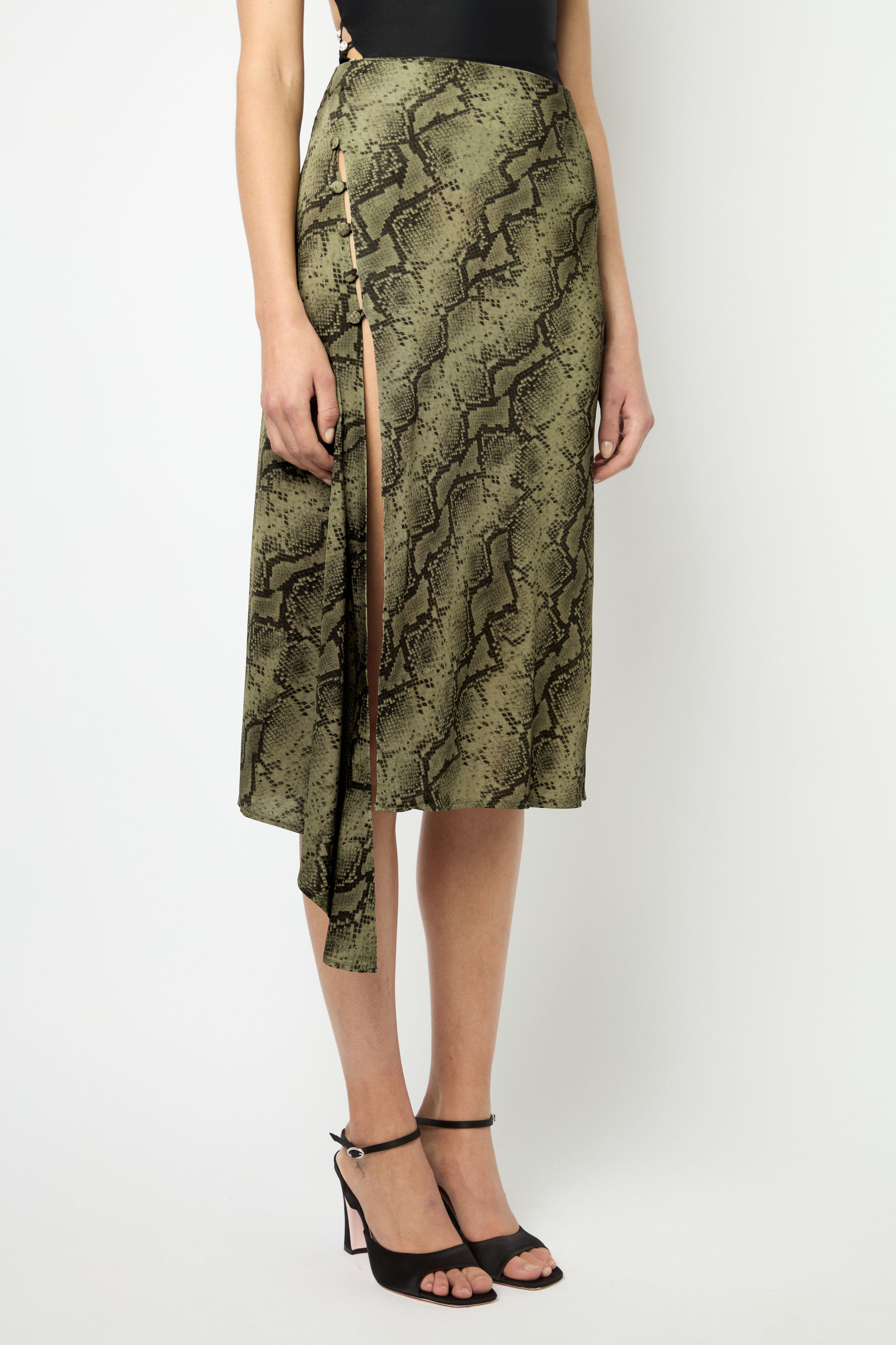 Green animal midi skirt best sale