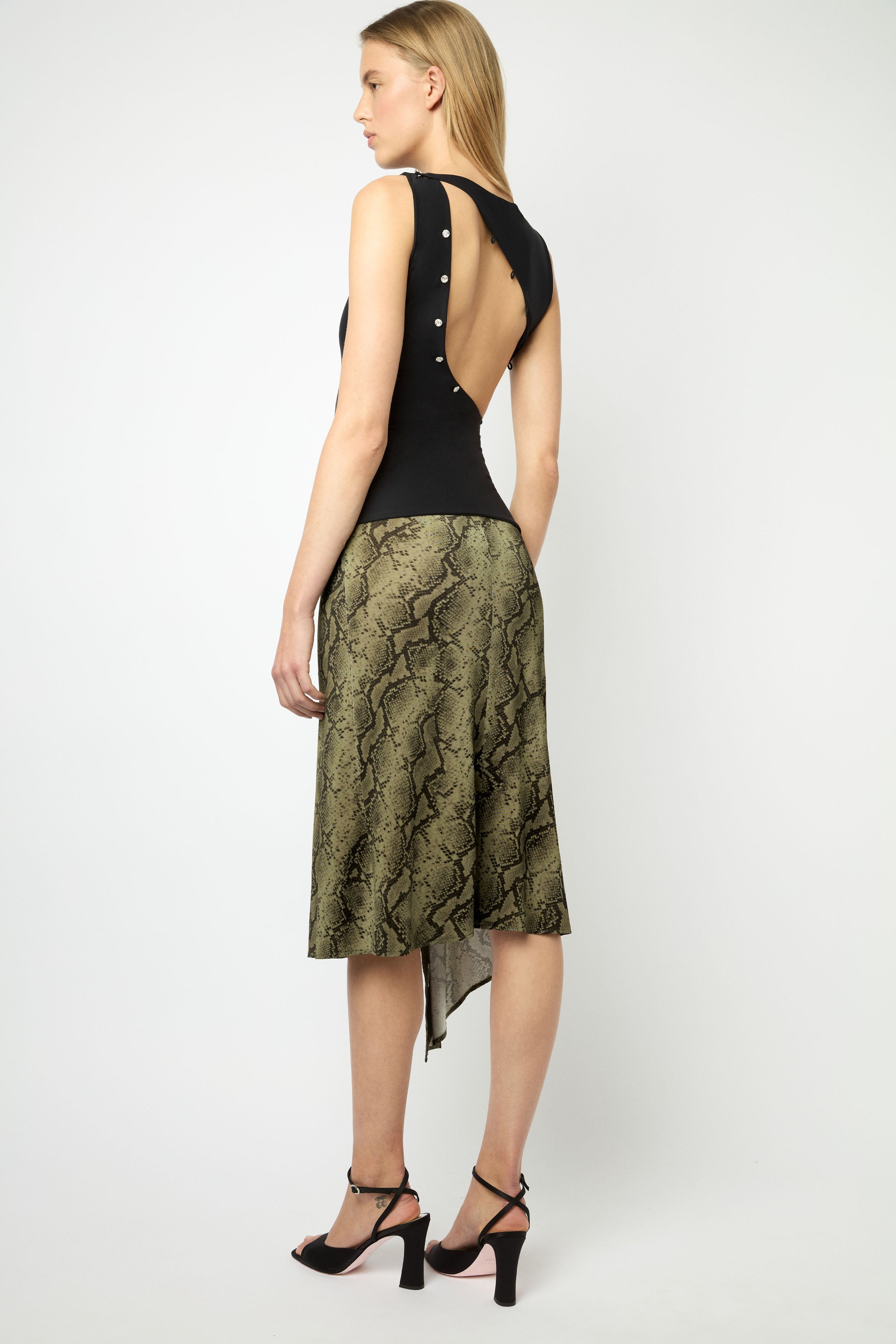 CAPRI MIDI SKIRT in green python print Marcia Wear