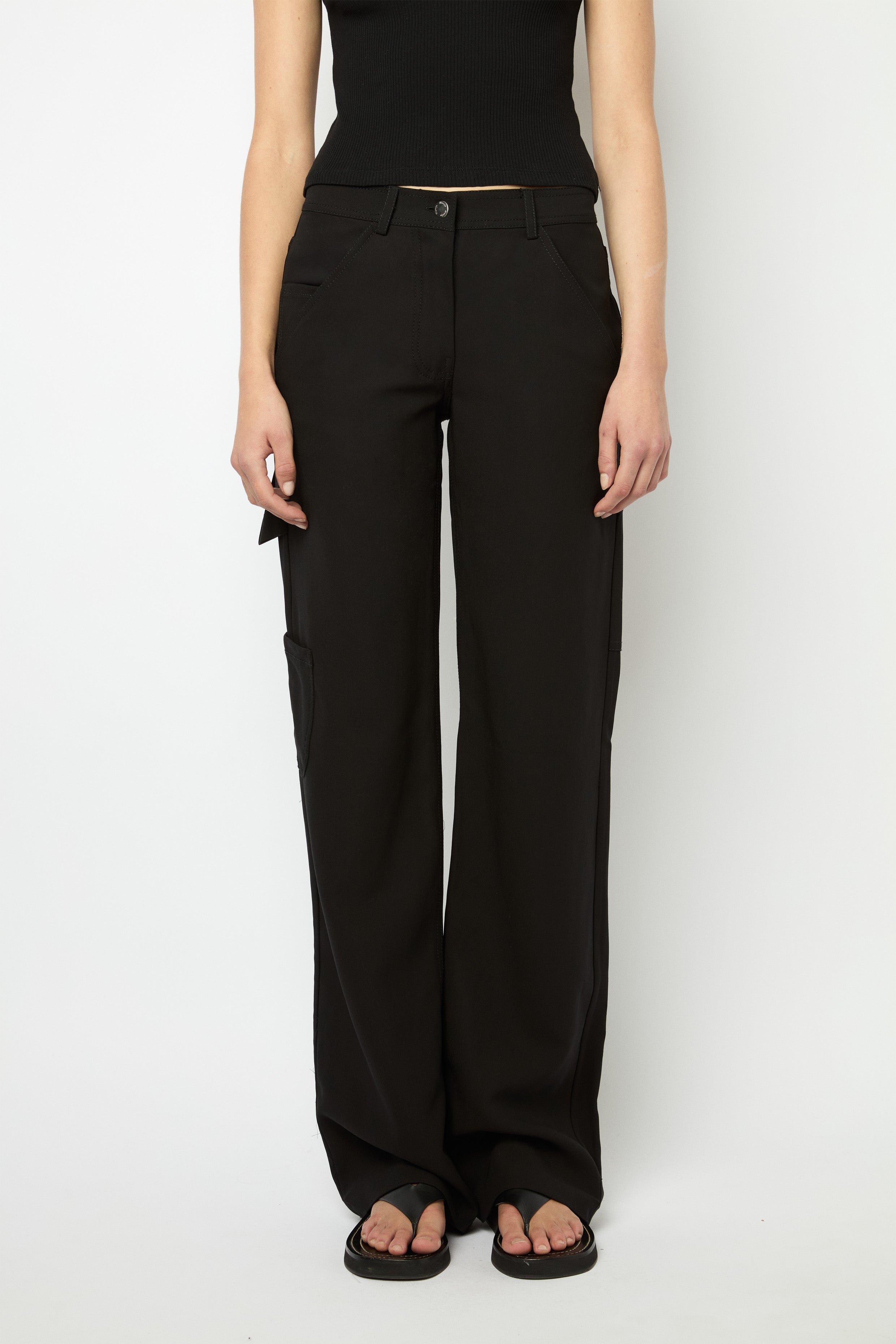 CARGO PANTS in black gabardine