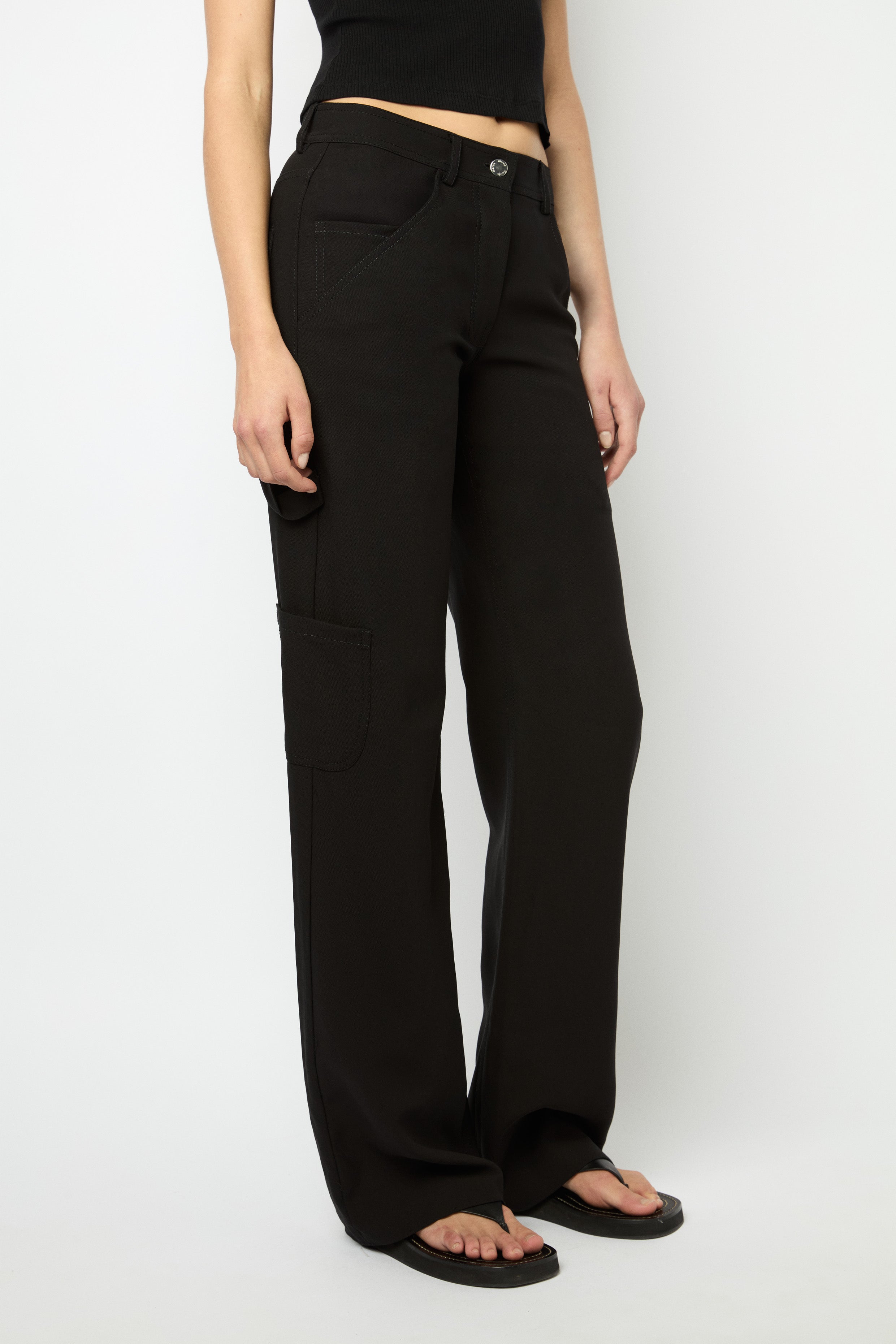 CARGO PANTS in black gabardine