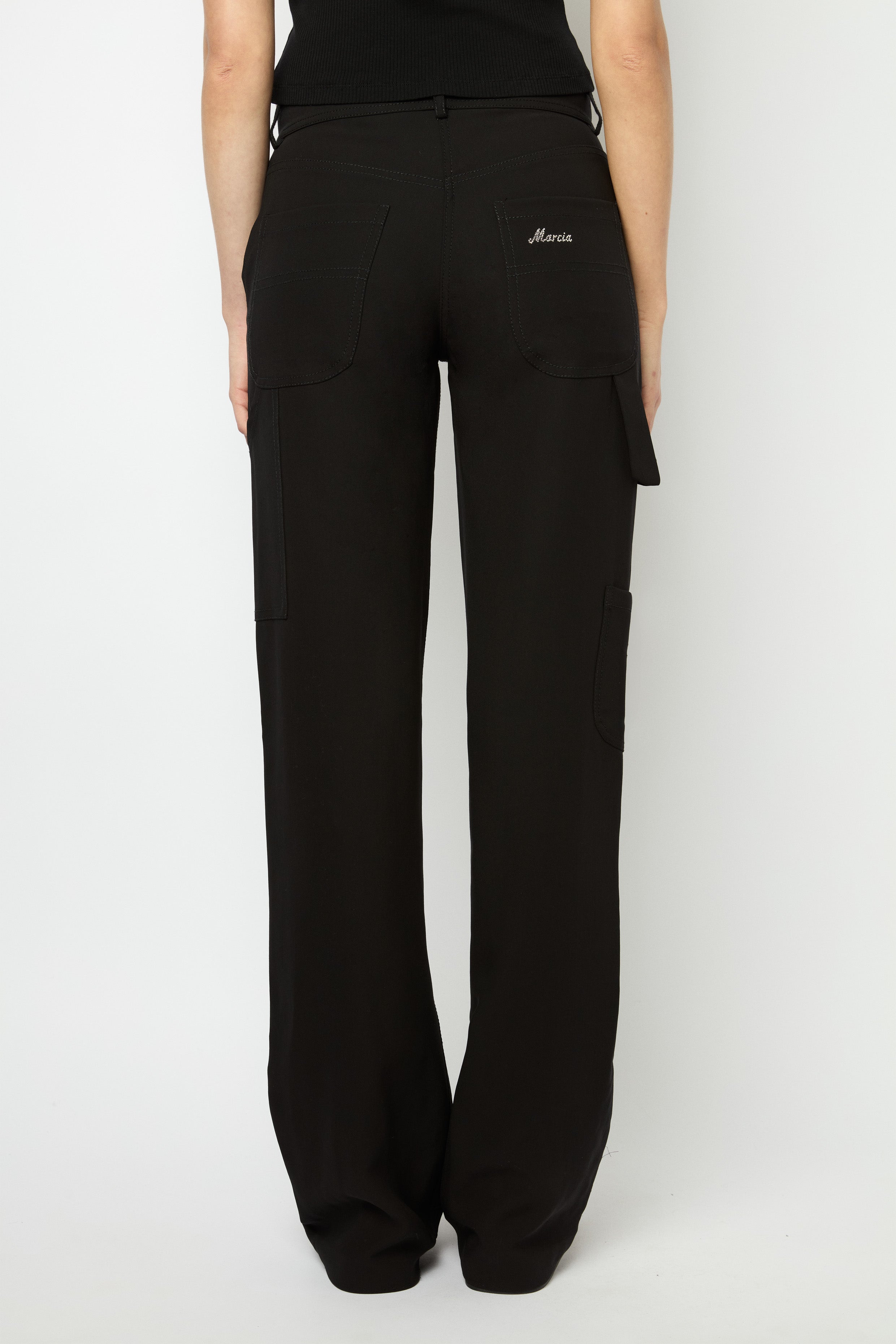 CARGO PANTS in black gabardine