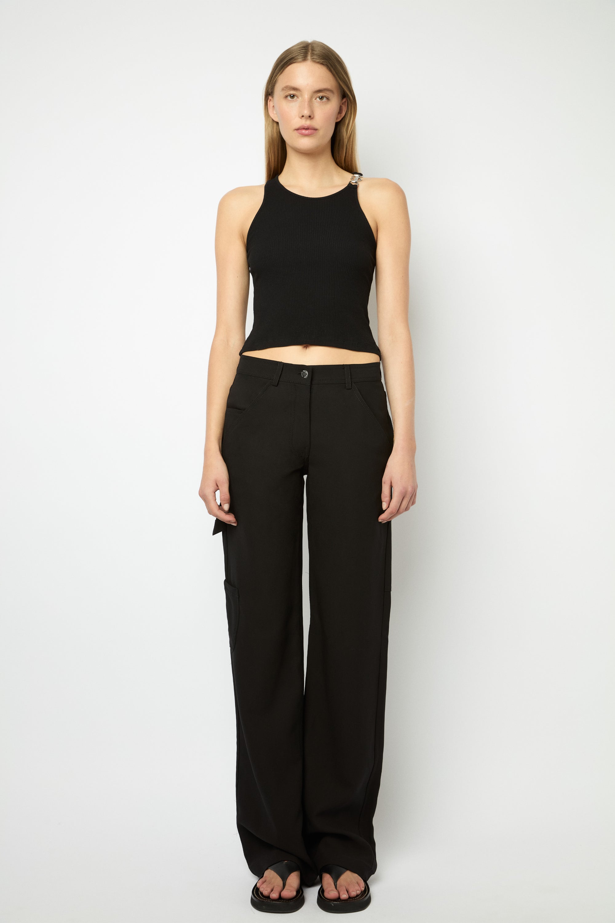 CARGO PANTS in black gabardine