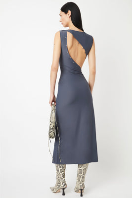 BOUTONS LONG DRESS in grey